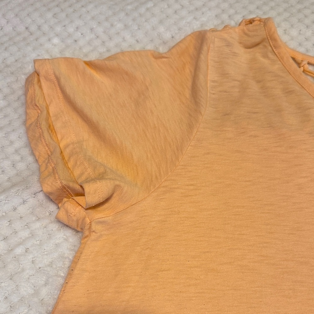 👚 EUC Lane Bryant Crochet Back Tee – Women’s 14/16 – Orange Short Sleeve Top - Picture 4 of 6